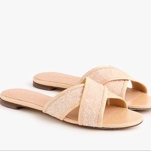 J Crew Cora Glitter Slides NEW size 8